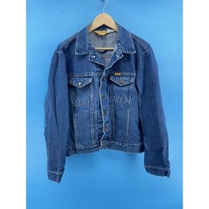 VTG Rustler Denim Jacket Men's L Made USA Blue Trucker 100% Cotton Western